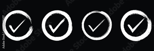 Check mark. Hand painted grunge brush tick symbol design element. check mark/OK , symbols YES  for vote, decision, election choice . Vector illustrator