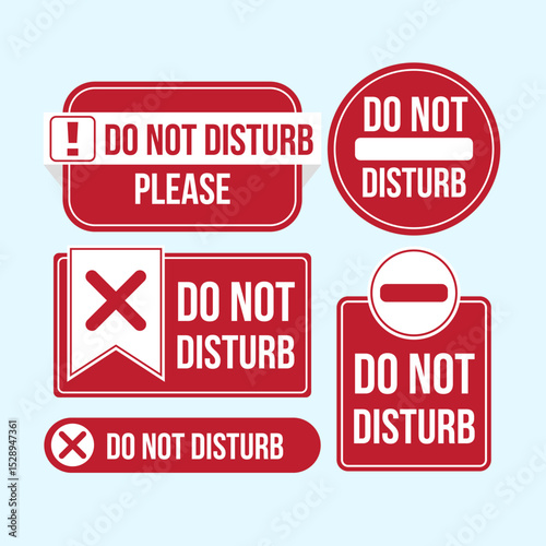 Do Not Disturb Sign Vector Set – Red Warning Labels Collection