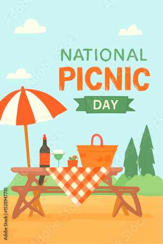 National Picnic Day Vector Illustration. Suitable for Greeting Card, Poster and Banner.