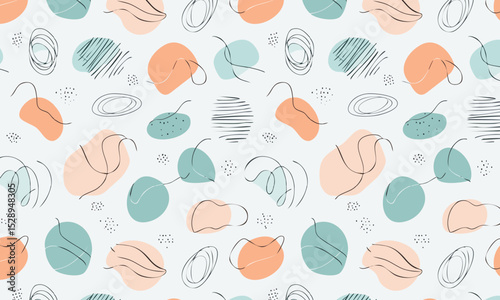 Creative abstract seamless pattern with scribbles and doodles