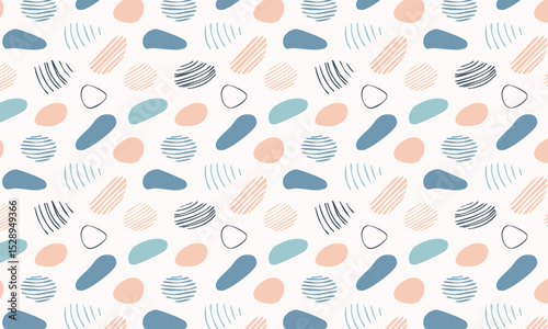 Minimalist abstract seamless pattern with textured doodles