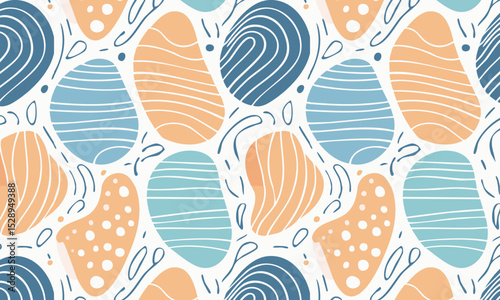 Dynamic abstract collage seamless pattern with doodles and textures
