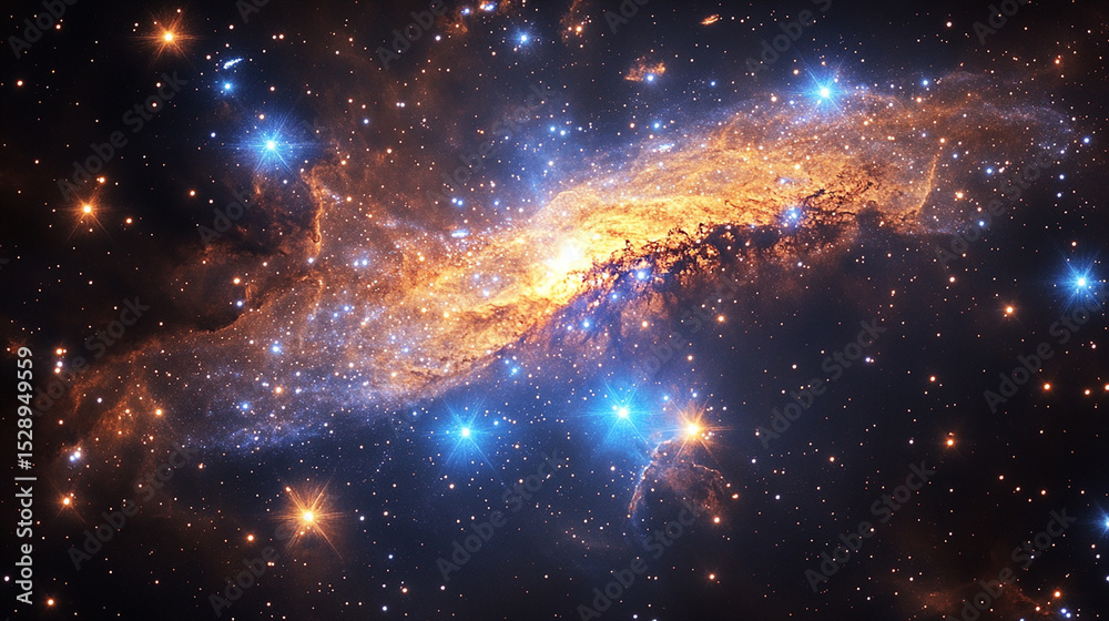 Fototapeta premium Nebula with Glowing Stars in Deep Space