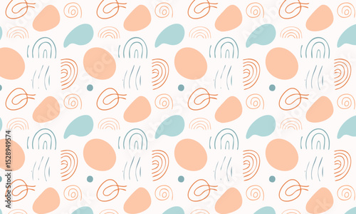 Modern abstract seamless pattern with rainbows and swirls