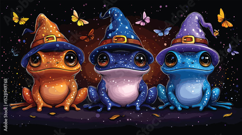 Cartoon Frogs in Festive Halloween Cosplay.