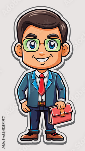Vector illustration of a Friendly businessman with briefcase.