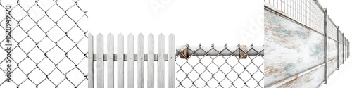 A chain link fence and gate with concrete and brick walls in a dilapidated graffiti covered urban setting