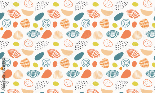 Playful abstract seamless pattern with colorful textured doodles