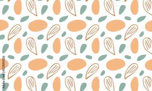 Simple abstract botanical seamless pattern with leaf doodles