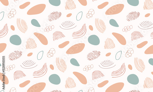 Modern abstract botanical seamless pattern with textured seed pods