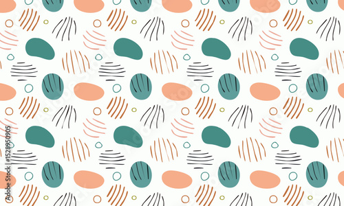 Hand-drawn abstract seamless pattern with textured circles