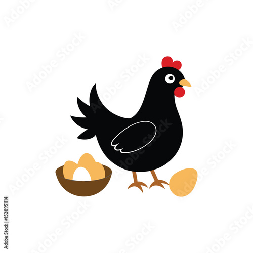 silhouette vector icon of chicken with eggs on white background in Adobe Illustrator Artwork