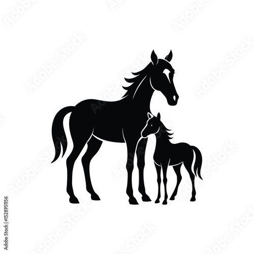silhouette vector art of horses on white background in Adobe Illustrator Artwork