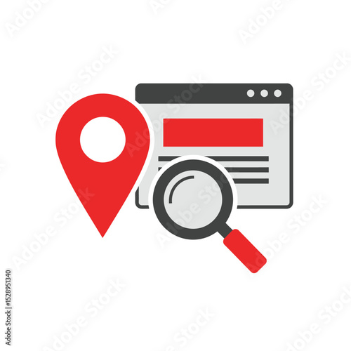 Location based web search magnifying glass icon