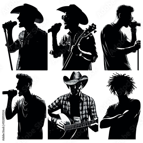 Music band group silhouette vector Band silhouette Band silhouette art Musician 