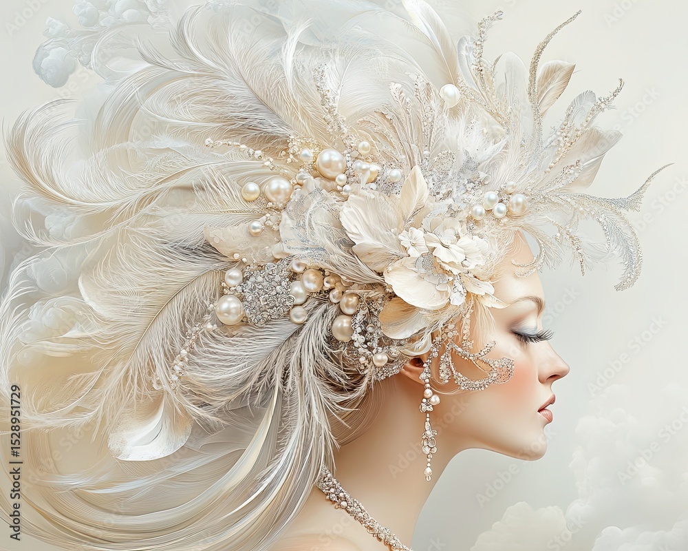 Fototapeta premium Elegant woman with artistic hair design.