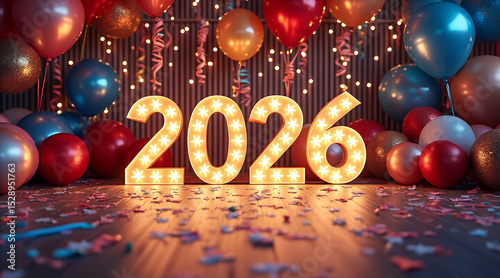 Festively decorated room with glowing 