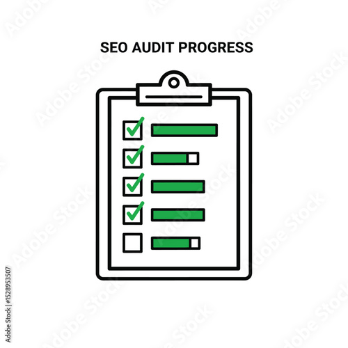 Seo audit progress checklist on clipboard