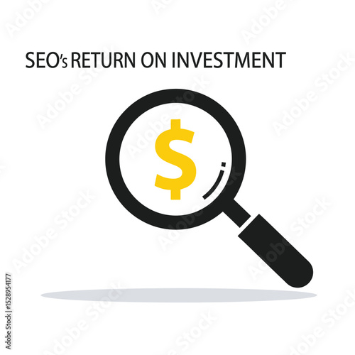 Seo return on investment magnifying glass icon