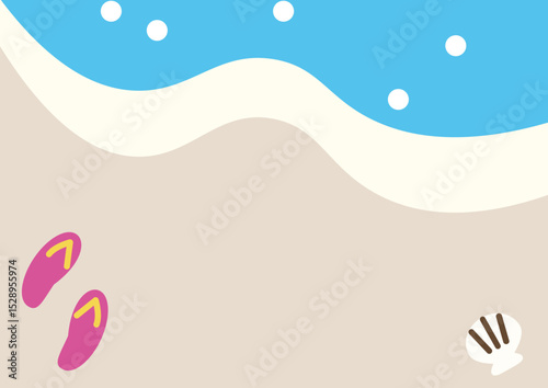 Summer beach background with waves and sandals