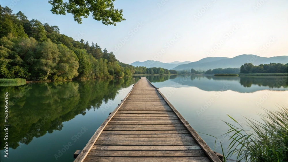 Fototapeta premium wooden bridge over lake