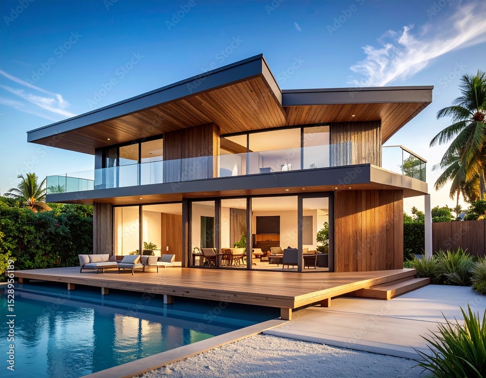 Fototapeta premium luxury home with pool 