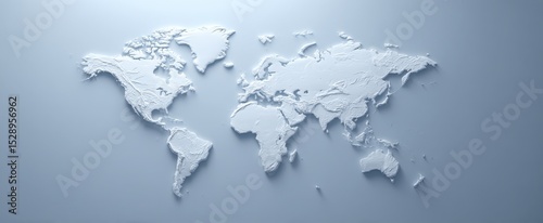 The textured world map showcasing geographical features in a minimalistic design.