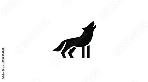 Vector silhouette Majestic Wolf Howling at the Moon: Minimalist Vector Graphic