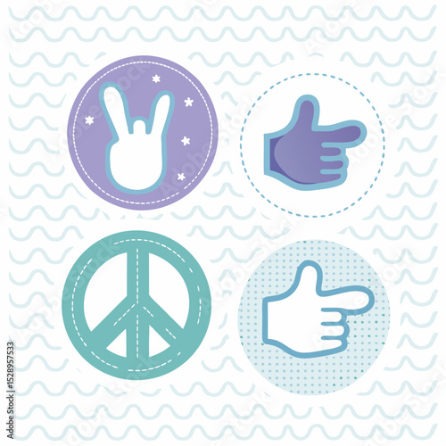 Baby shower card with baby icons and thumbs up social media symbols