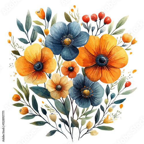 Wallpaper Mural bouquet of flowers on white Torontodigital.ca