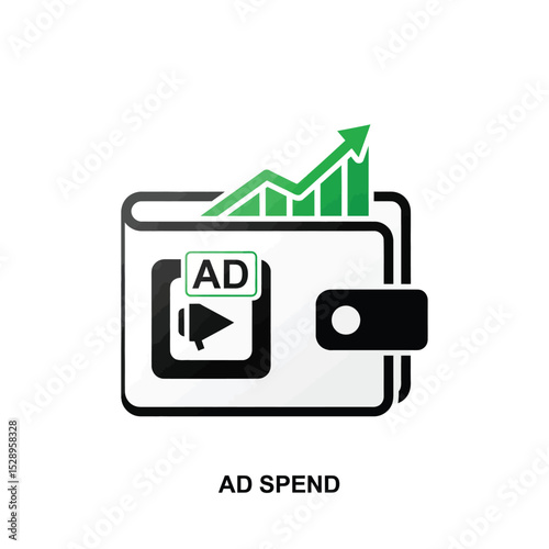 Wallet with growing ad spend graph icon