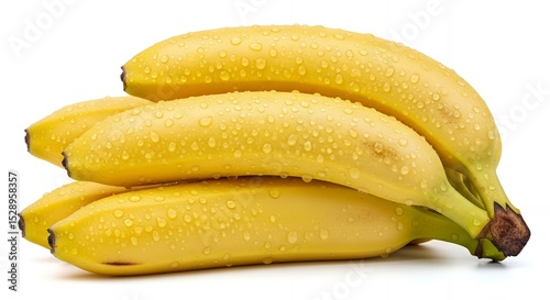Fresh Yellow Bananas with Water Droplets