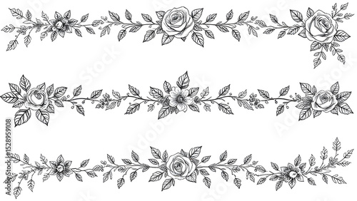 Floral mandala with roses and geometric elements, detailed, symmetrical, outline drawing, suitable for coloring, meditation, textile prints.