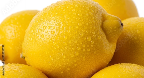 Close-Up of Fresh Lemons with Water Droplets