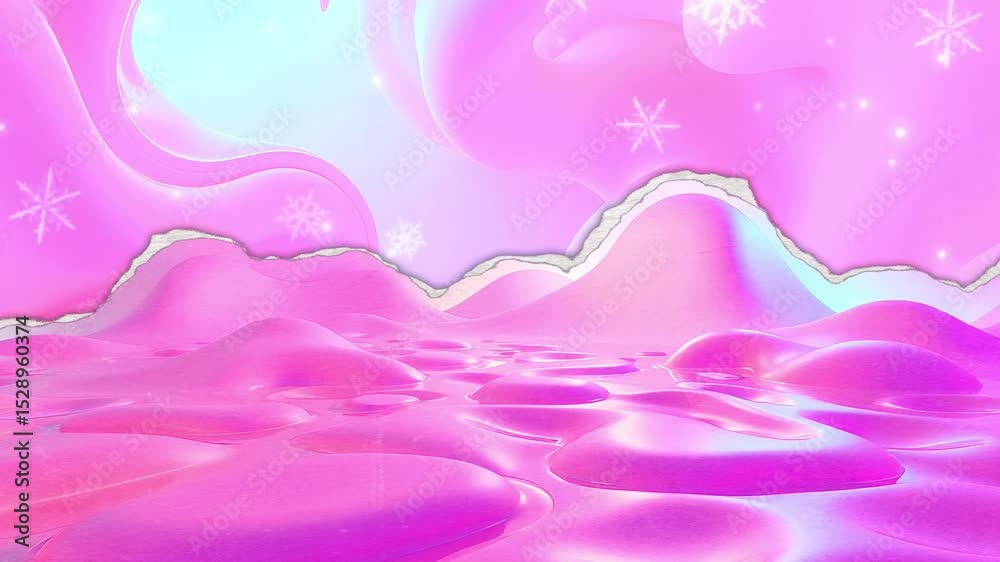Ripped Edge Snowscape: Abstract Winter Scene in Pastel Tones