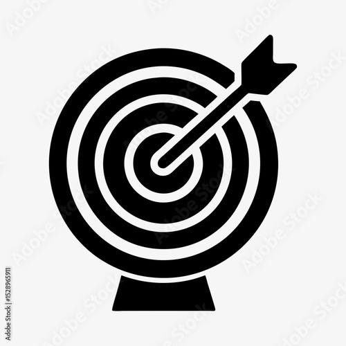 Bullseye Target Icon with Arrow Hitting the Center Symbolizing Accuracy, Goal Achievement, and Precision
