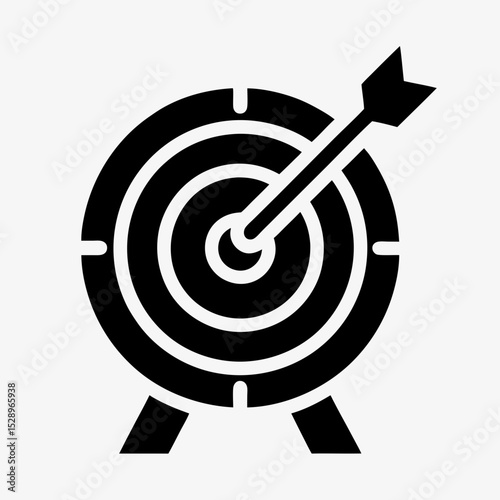 Bullseye Target Icon with Arrow Hitting the Center Symbolizing Accuracy, Goal Achievement, and Precision
