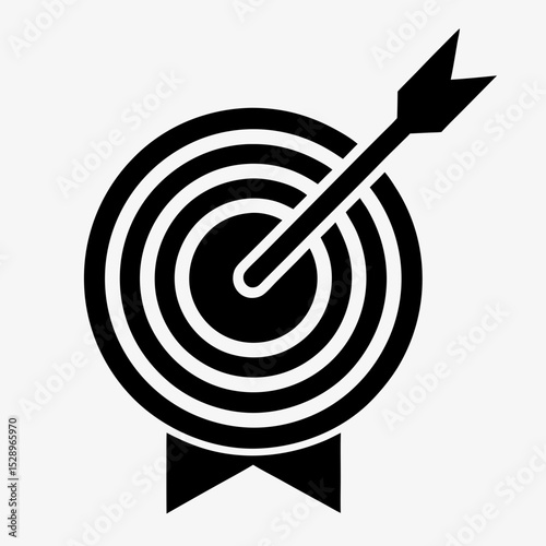 Bullseye Target Icon with Arrow Hitting the Center Symbolizing Accuracy, Goal Achievement, and Precision
