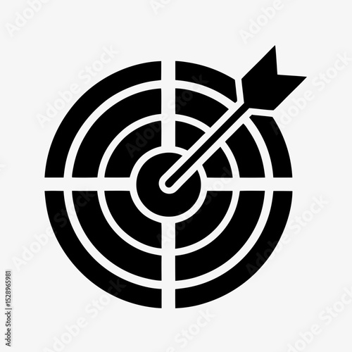 Bullseye Target Icon with Arrow Hitting the Center Symbolizing Accuracy, Goal Achievement, and Precision
