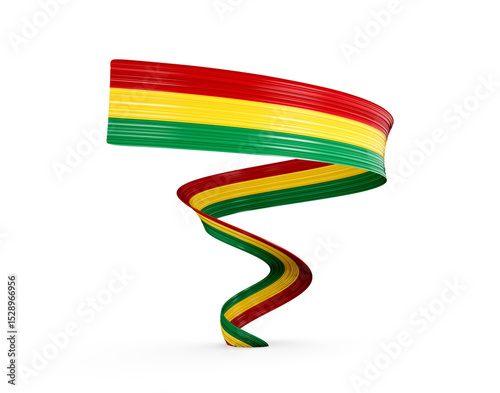 Foto 3d Flag Of Guinea 3d Shiny Waving Twisted Ribbon Flag Isolated On White Backgrou
