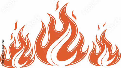 Three Stylized Fire Flames Design Elements