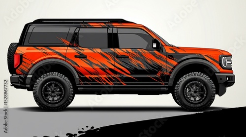 Modern car with unique graphic wrap for showcasing design and modification