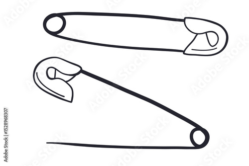 Safety pin line vector illustration. Simple linear safety pin. Sewing tool