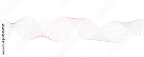 Abstract minimalistic wave pattern composed of smooth, pink gradient curves on a white background.Modern digital and geometric technology themes & data visualizations, scientific ...