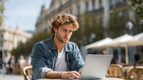 Young Man Working Outdoors