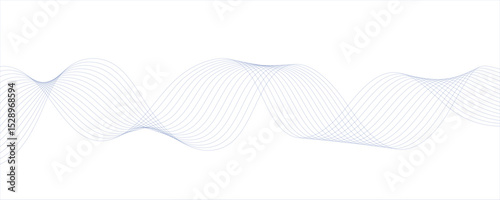 Abstract minimalistic wave pattern composed of smooth, sky blue gradient curves on a white background.Modern digital and geometric technology themes & data visualizations, scientific ...