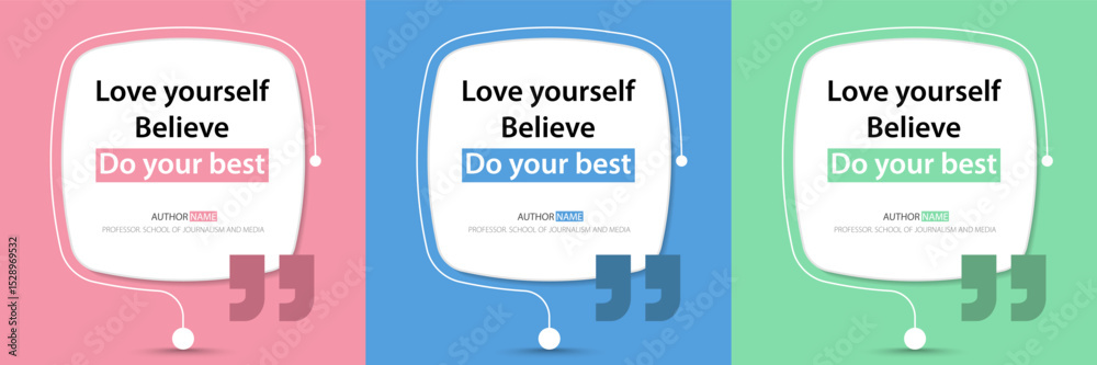 Fototapeta premium Bubble quote frame banner, Testimonial social media post template isolated on background. Speech bubbles and text box with copyspace. infographic Vector Illustration.