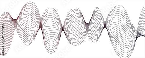 Abstract grey line wave with geometric technology and frequency gradient lines.flowing waveforms made of smooth, fine aqua grey lines. Waves curve and overlap fluidly. Wave shapes undulate.