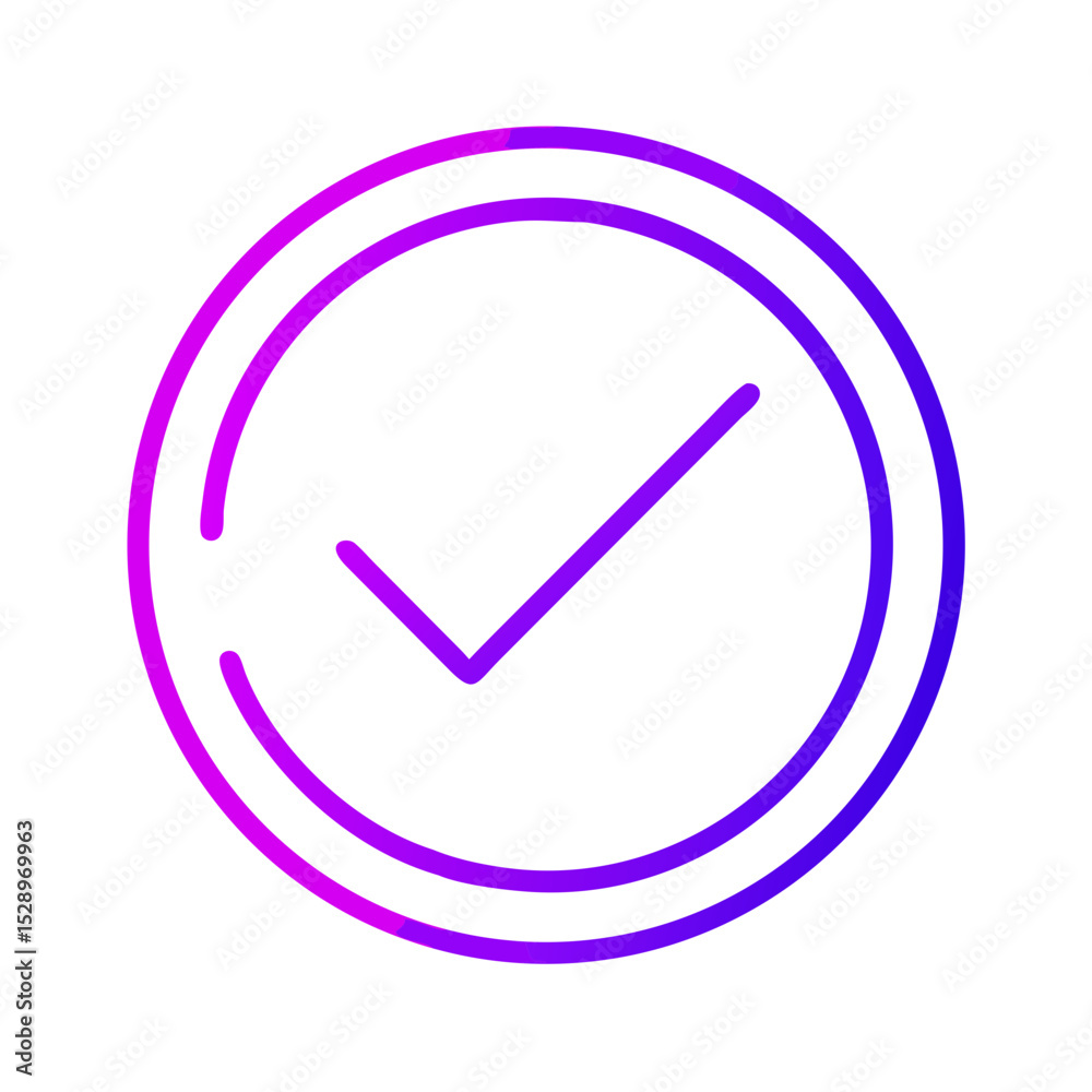check dentro de um círculo - Ícone minimalista outline com gradiente

