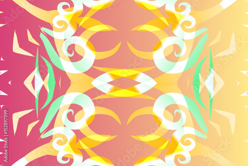 seamless mosaic Beautiful glow colour gradient flower line art pattern wallpaper ornament for commercial ads	